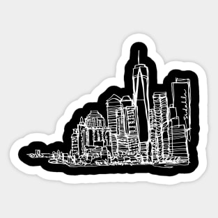 New York City Skyline (A Continuous Line Drawing in White Ink) Sticker